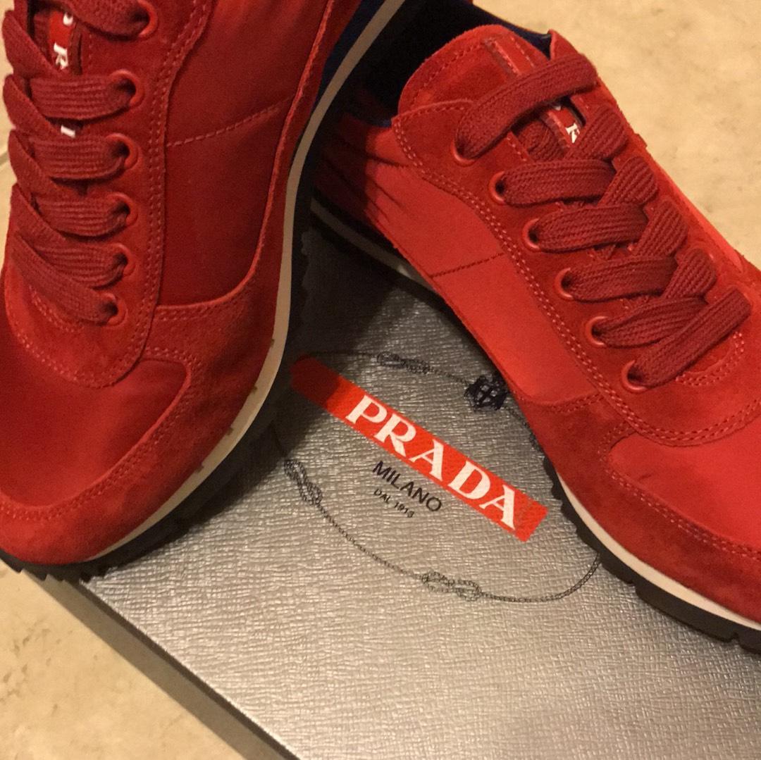 prada shoes red